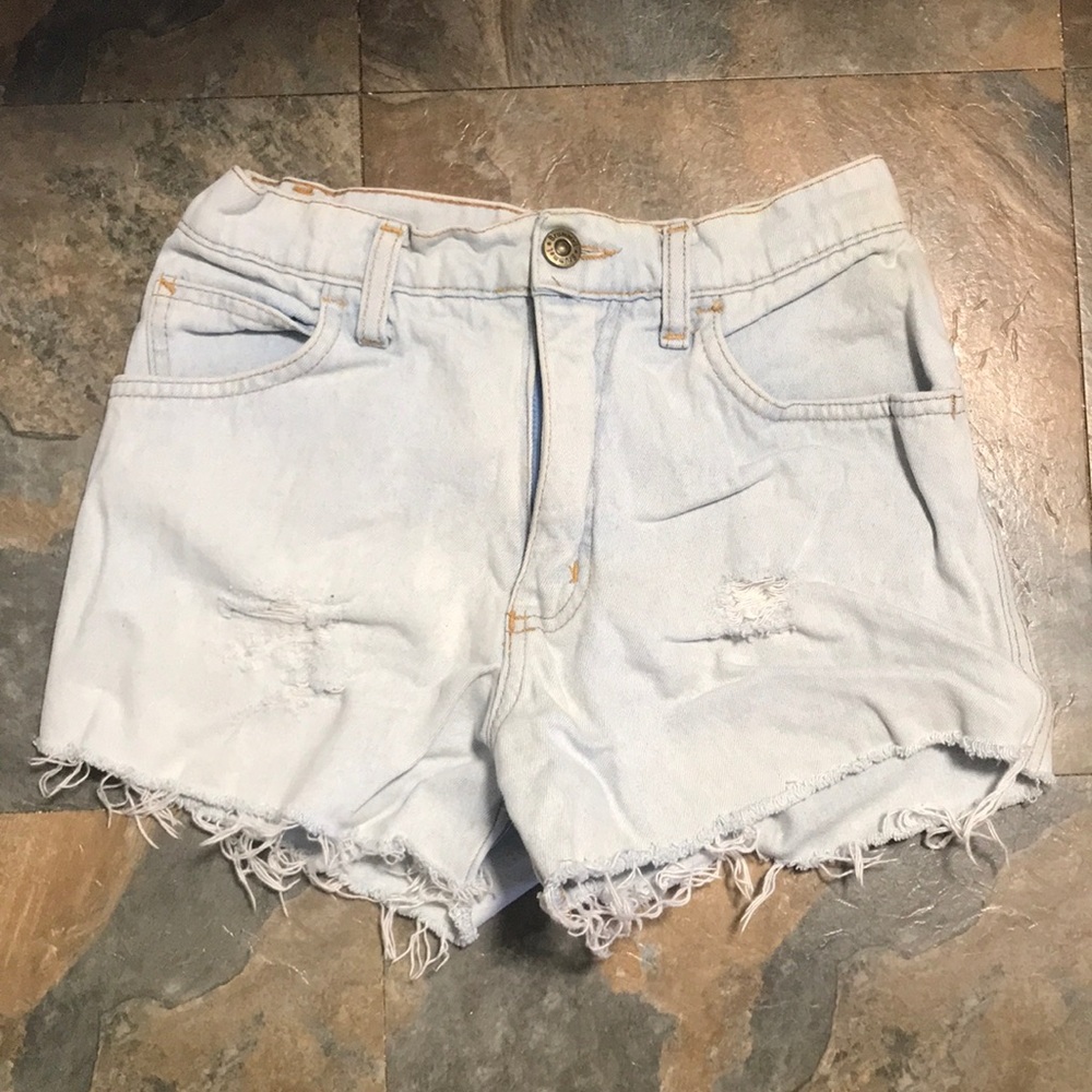 Vintage light washed high rise jean shorts
